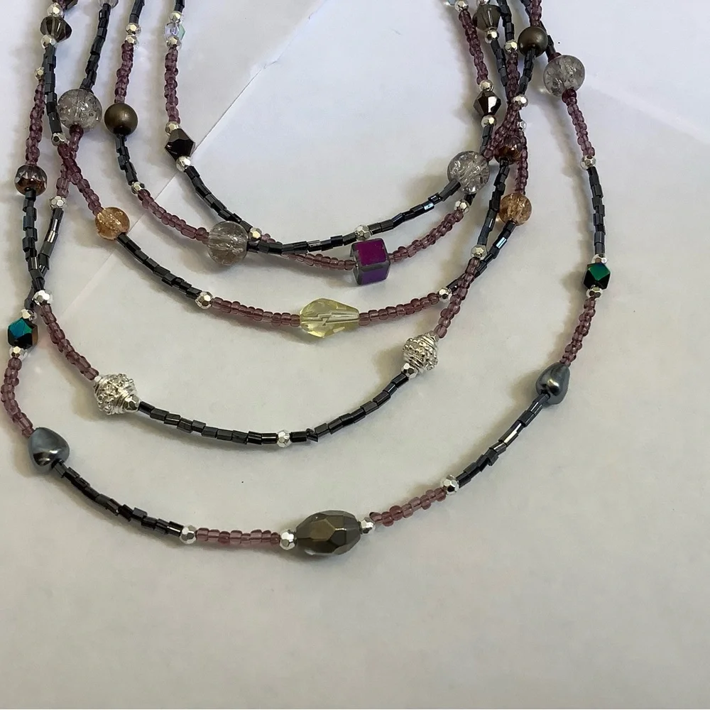 Cookie Lee 5 Strand Multi Colored Necklace - Picture 4 of 6